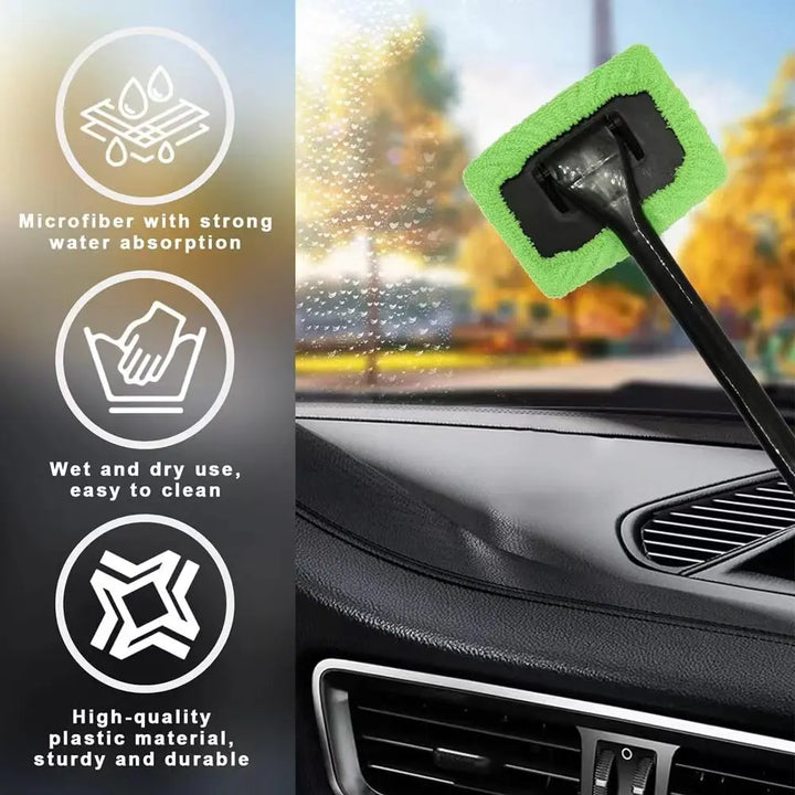 Long-Handle Car Windshield Cleaning Brush – Interior Glass Wiper Wash Tool