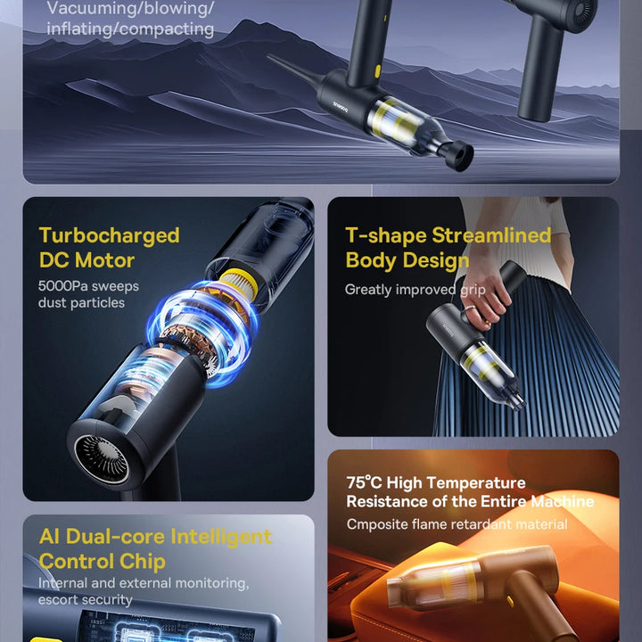 Baseus Cordless Car Vacuum Cleaner & Powerful Air Duster