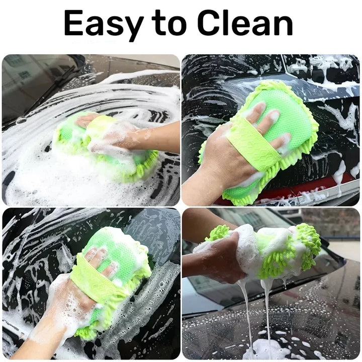 Microfiber Car Wash Mitt & Sponge Set – Scratch-Free Detailing Glove All