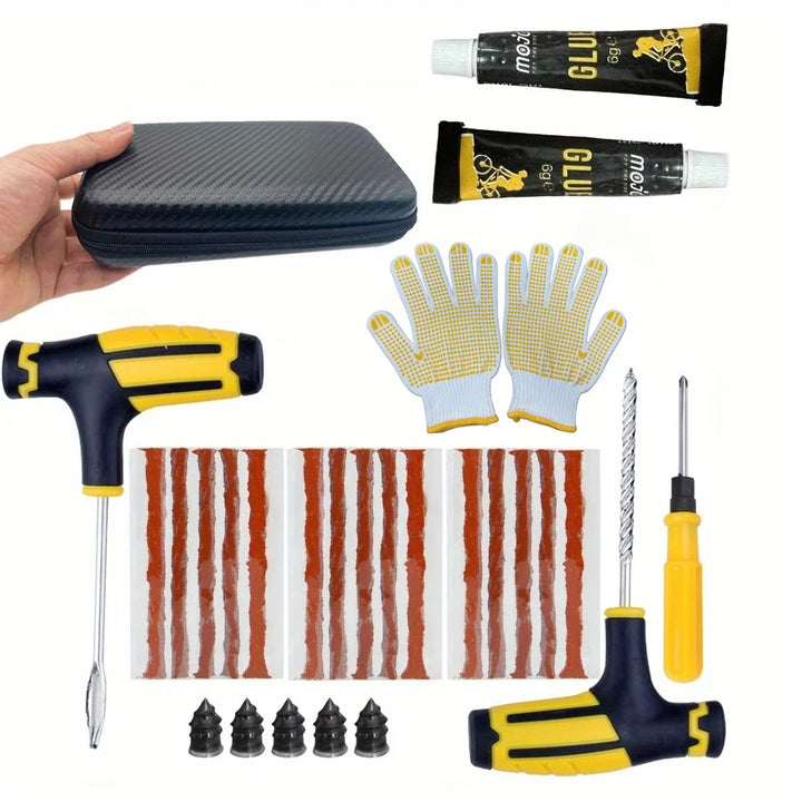 Emergency Tire Repair Kit – Heavy-Duty Rubber Plugs & Glue Cars Trucks RVs