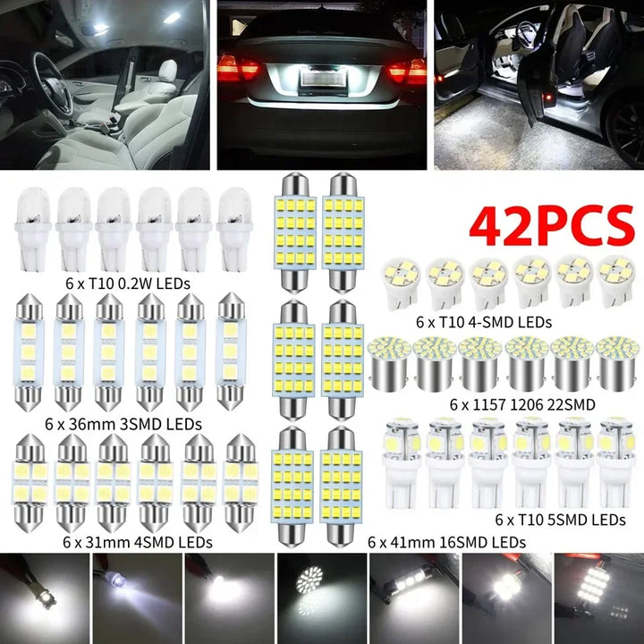 LED Interior Bulb Kit T10 & Festoon – 6500K White Dome Map Trunk & License Plate