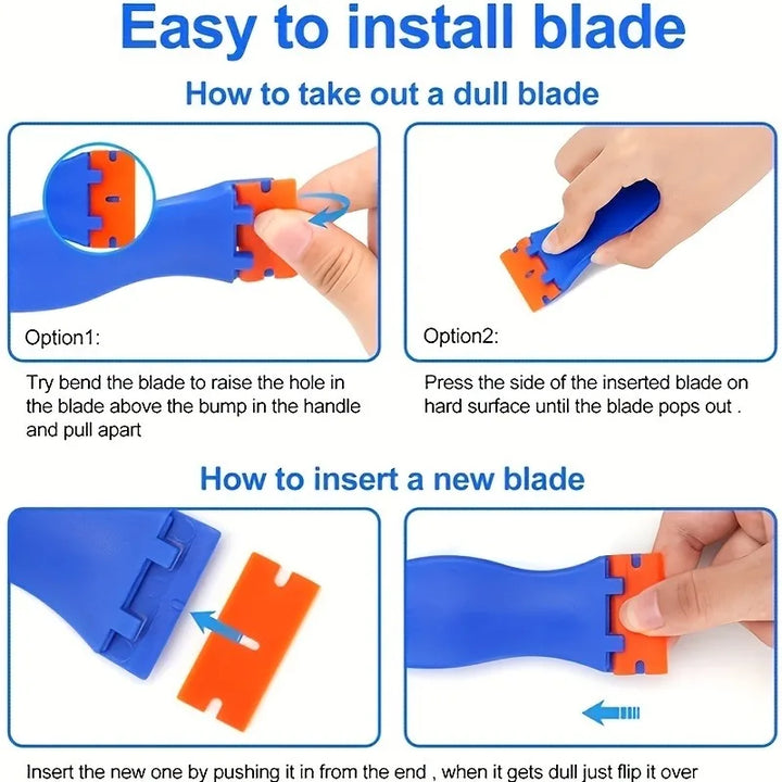 Car Sticker & Film Removal Scraper Set – Paint-Safe Plastic Multi-Use Blade Tool