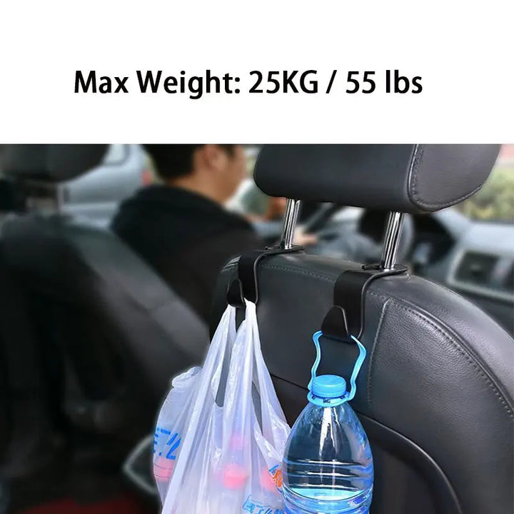 Car Seat Back Hooks 4-Pack – Purse & Bag Hanger Organizer Universal Fit