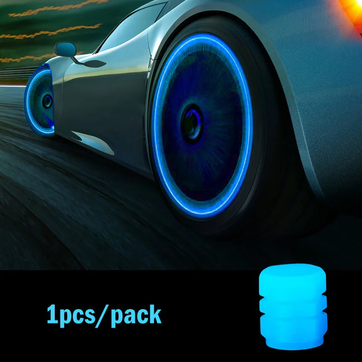 GlowRide™ Luminous Tire Valve Caps – Night Glowing Wheel Decor