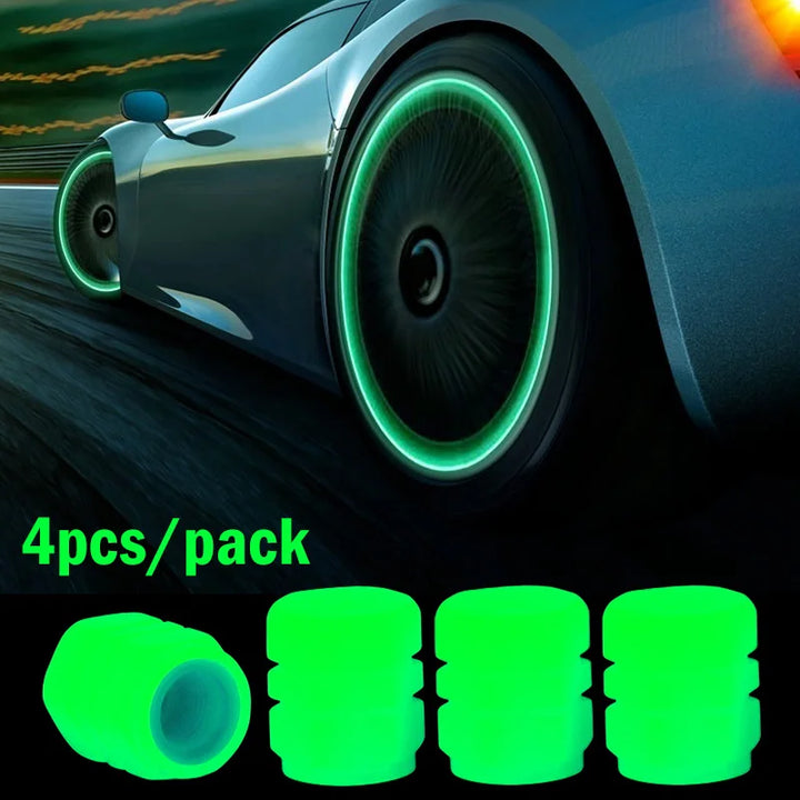 GlowRide™ Luminous Tire Valve Caps – Night Glowing Wheel Decor