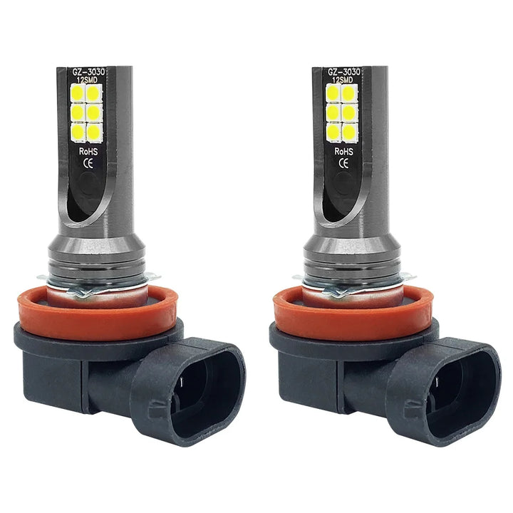 LED Fog Light Bulbs H8/H11/9005/9006 – 6000K Super Bright DRL Pair 12/24V