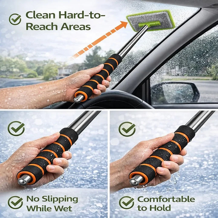 Extendable Microfiber Window Brush – Interior Windshield Glass Cleaner Car Tool
