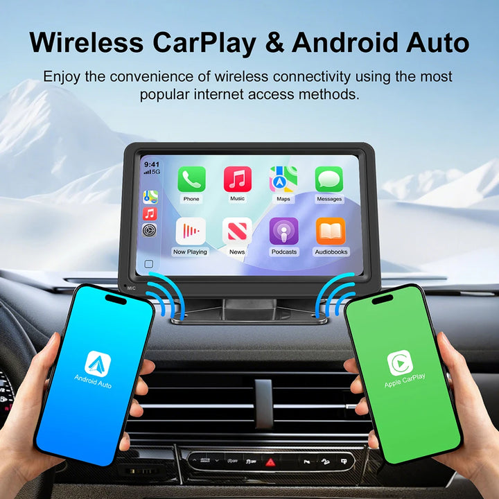 7-Inch Portable Wireless CarPlay Car Stereo – FM WiFi Bluetooth AUX USB