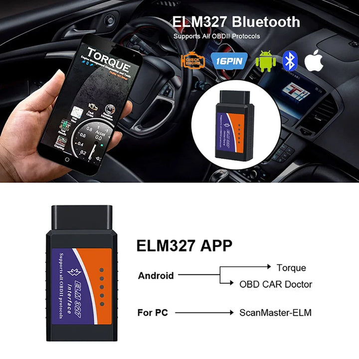 ELM327 V2.1 Bluetooth OBD2 Scanner – Car Fault Code Reader Android & iOS