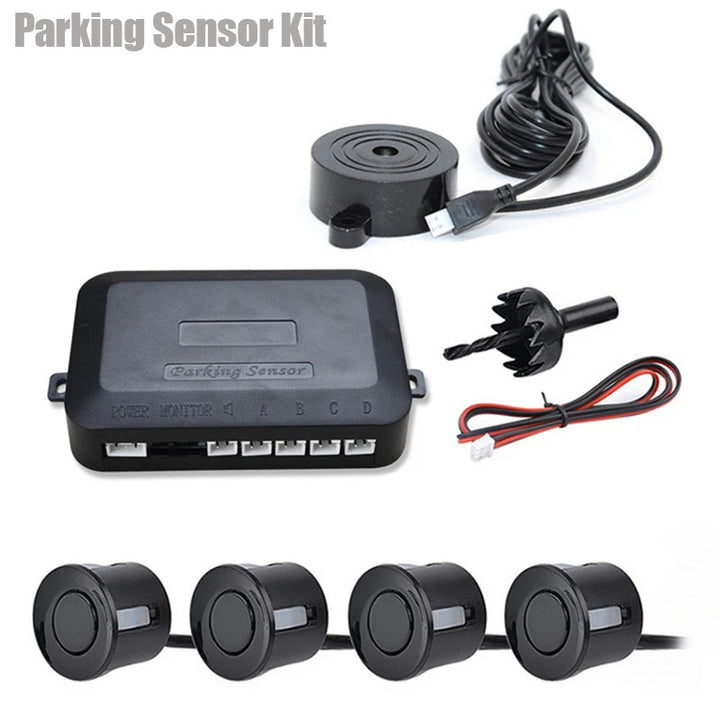 Universal Parking Sensor Kit – 4 x 22mm Sensors Buzzer Reverse Backup Radar 12V