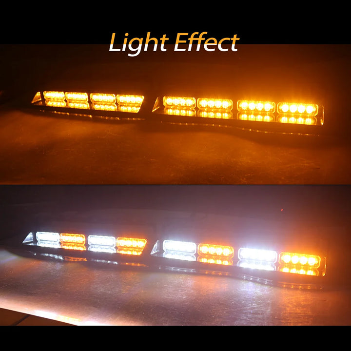 Emergency Dash Strobe Lights 36 LED – 2x14.7in Amber/White Hazard Flash Bars