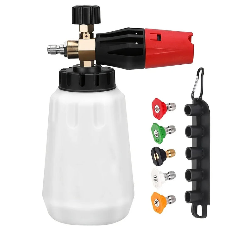 Adjustable Foam Cannon 1L – 5 Nozzles 1/4 Quick Connect for Pressure Washers