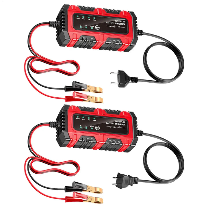 1.5A Trickle Battery Charger Maintainer – 6V/12V Automatic Tender Car & Moto