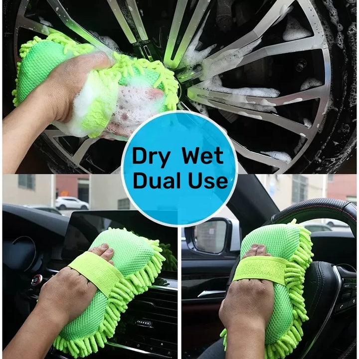 Microfiber Car Wash Mitt & Sponge Set – Scratch-Free Detailing Glove All
