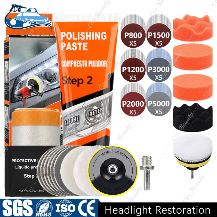 Headlight Restorer Kit – UV Liquid Clears Hazy Yellow & Oxidized Headlight Lens