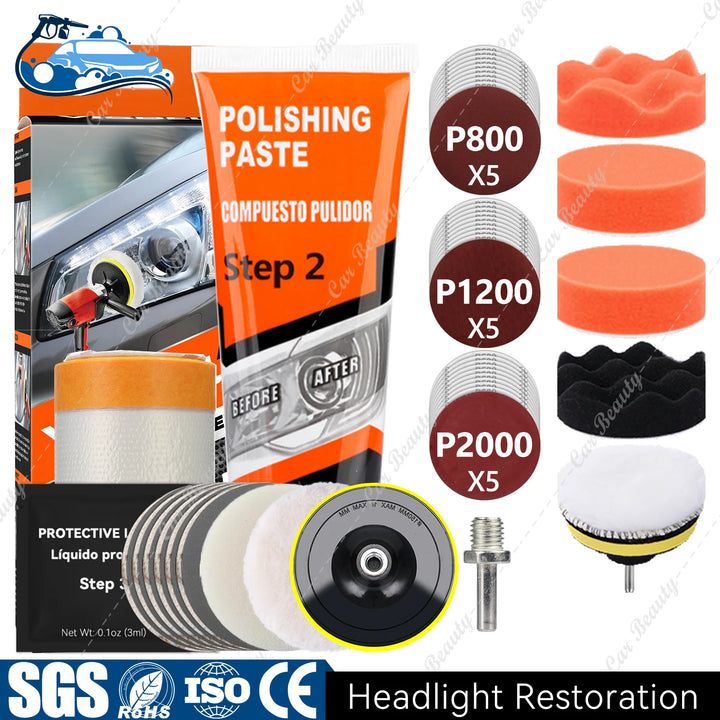 Headlight Restorer Kit – UV Liquid Clears Hazy Yellow & Oxidized Headlight Lens