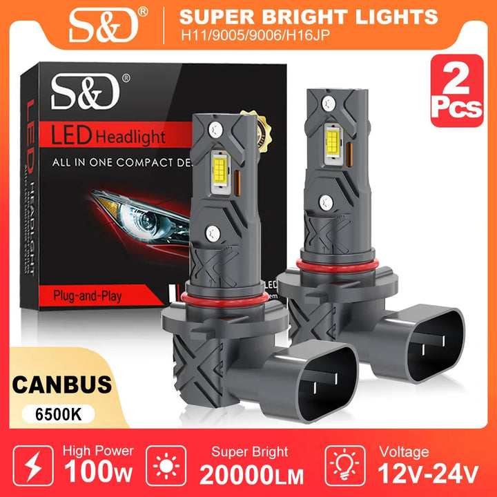 20000LM CANBUS LED Headlight Bulbs H11/9005/9006 – Super Bright 6000K 12/24V