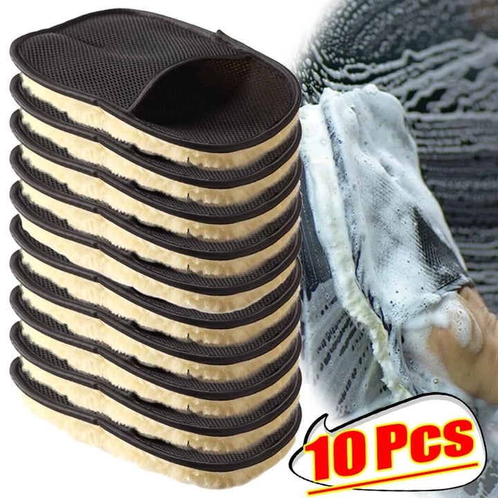 Wool Microfiber Car Wash Mitts – Ultra-Absorbent Scratch-Safe Pads Multi-Pack