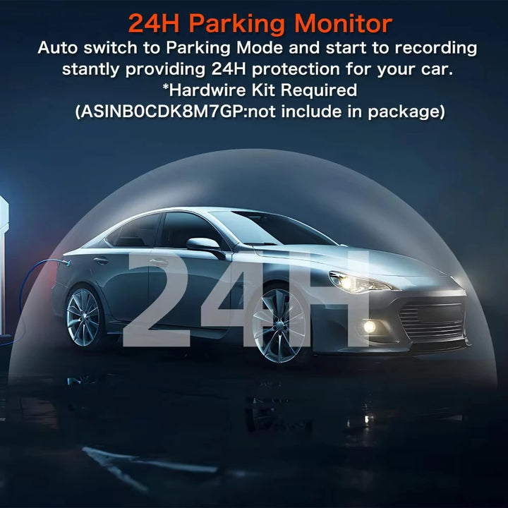 Mini 4K WiFi Dash Cam – G-Sensor 24H Parking Mode Loop Recording USB Install