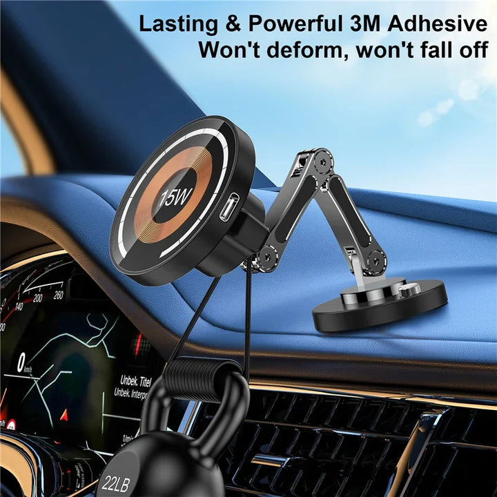 Magnetic Car Wireless Charger Stand – Fast Charge Mount for iPhone 12 to 15