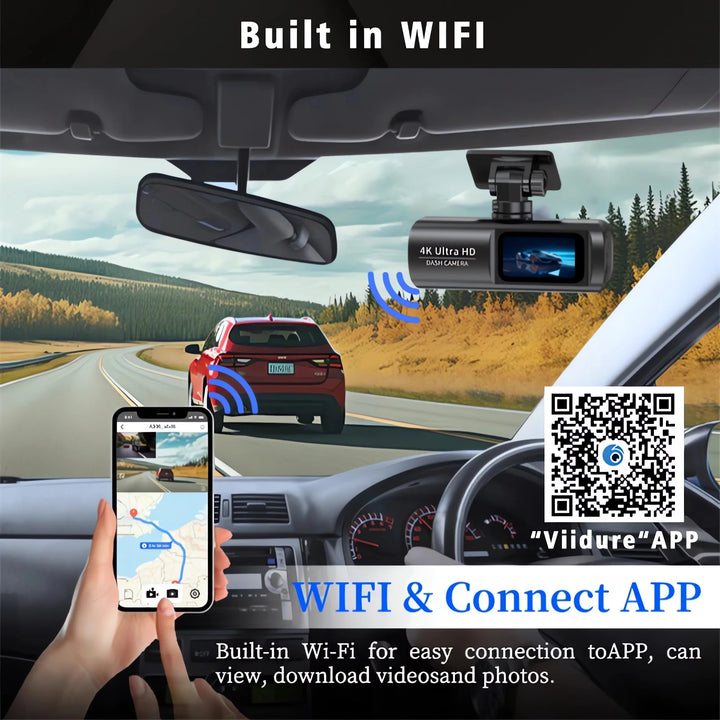 4K Dual Dash Cam WiFi – Front & Rear Night Vision 24H Parking Monitor DVR