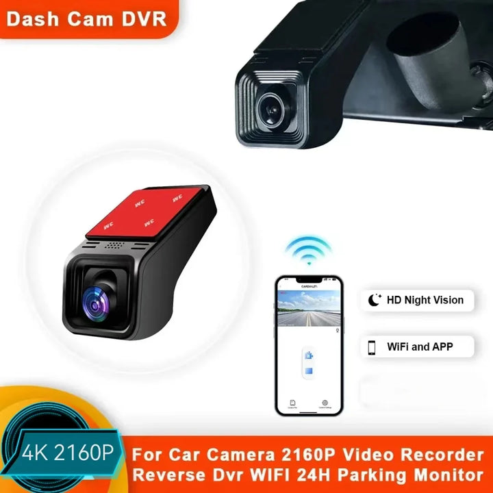 4K WiFi Dash Cam – APP Control 24H Parking Monitor DVR for All Car Models