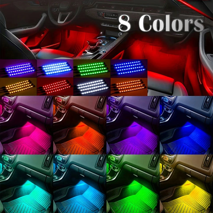 48-LED RGB Car Interior Strip – Bluetooth APP Music Sync Waterproof Multi-Color