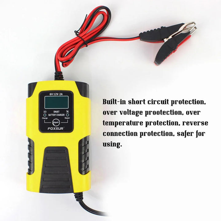 Smart Car Battery Charger 6V/12V 2A – Auto Trickle Maintainer & Desulfator