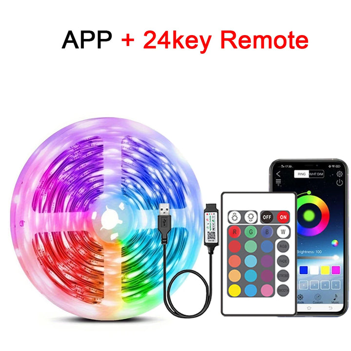USB 5V RGB LED Strip Lights – Music Sync Remote Control Flexible Ribbon Lamp