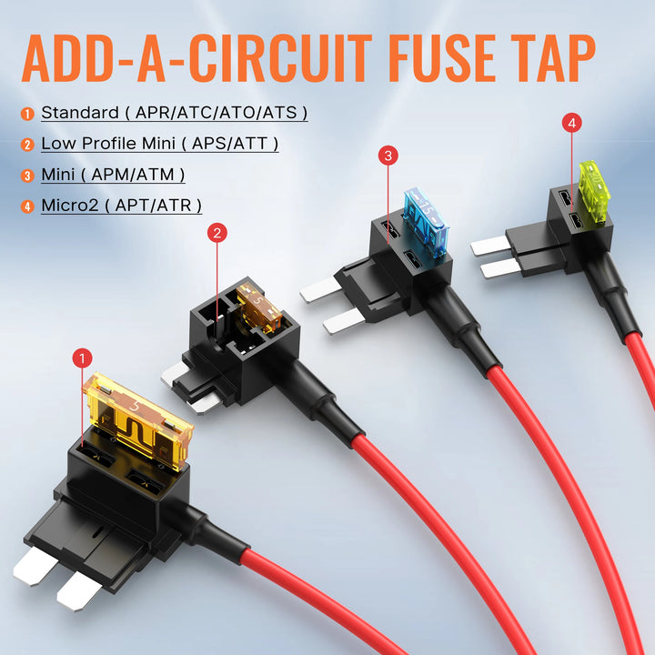 16-Piece Automotive Fuse Tap Kit – Low Profile ATO/ATC/ATM/APM Blade 12V
