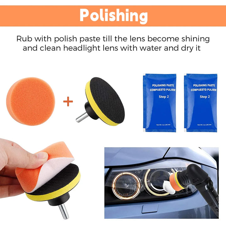 16-Piece Headlight Lens Restoration Kit – Polish & Repair Foggy Lamps DIY