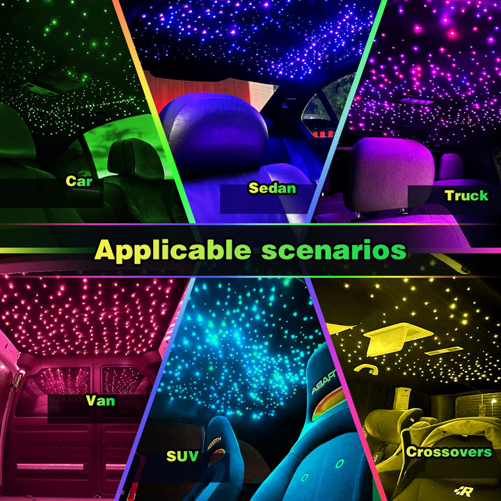 16W Fiber Optic Starlight Headliner RGBW – Car Roof APP & Remote Control Kit
