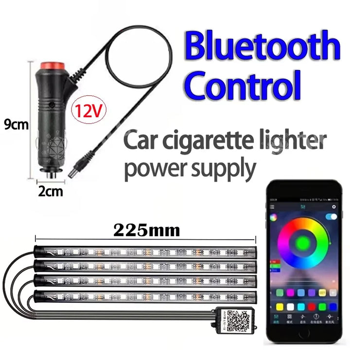 48-LED RGB Car Interior Strip – Bluetooth APP Music Sync Waterproof Multi-Color