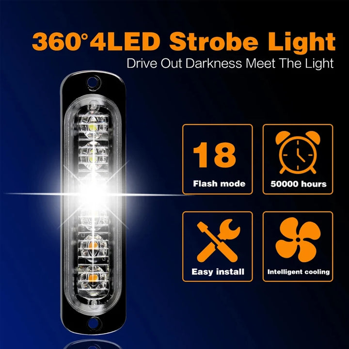 6-LED Grille Strobe Warning Light – Emergency Flash Car & Truck 12/24V