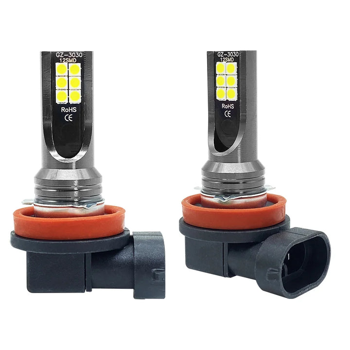 LED Fog Light Bulbs H8/H11/9005/9006 – 6000K Super Bright DRL Pair 12/24V