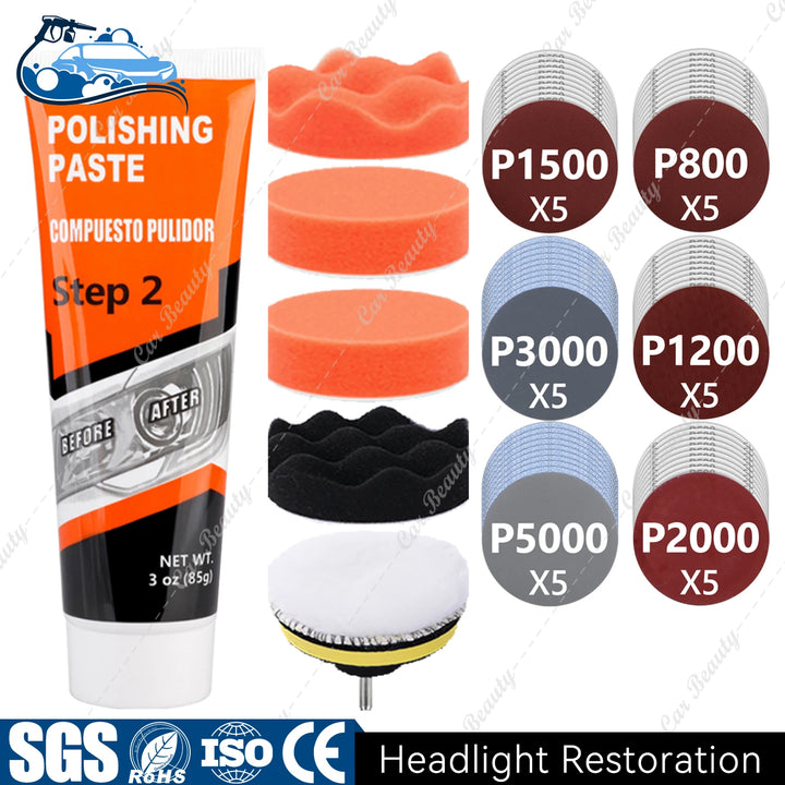 Headlight Restorer Kit – UV Liquid Clears Hazy Yellow & Oxidized Headlight Lens