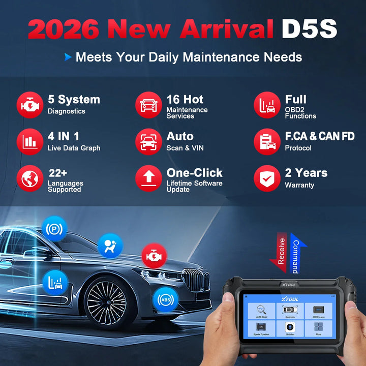XTOOL D5S Full System Diagnostic Scanner with 16+ Reset Services