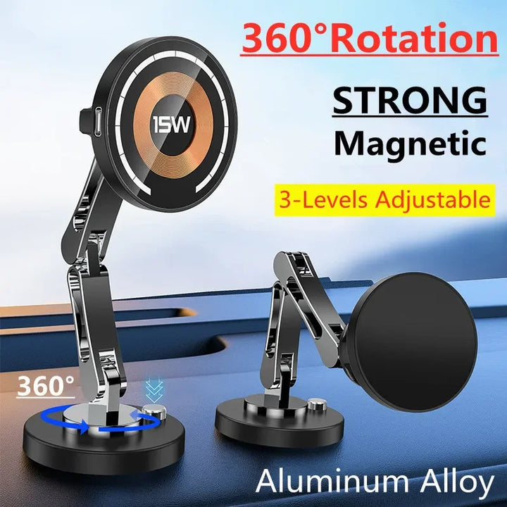 Magnetic Car Wireless Charger Stand – Fast Charge Mount for iPhone 12 to 15