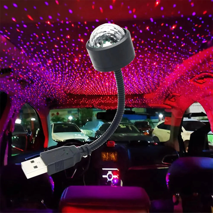 Mini USB Star Galaxy Projector – Car Roof Night Light Atmosphere Lamp Adjustable