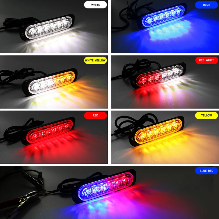 6-LED Grille Strobe Warning Light – Emergency Flash Car & Truck 12/24V