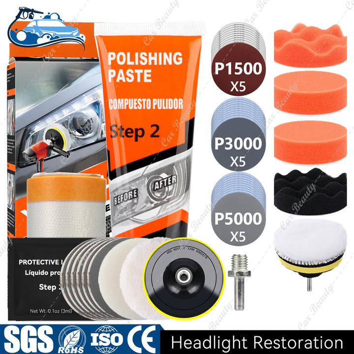 Headlight Restorer Kit – UV Liquid Clears Hazy Yellow & Oxidized Headlight Lens