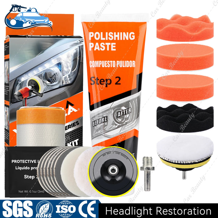 Headlight Restorer Kit – UV Liquid Clears Hazy Yellow & Oxidized Headlight Lens