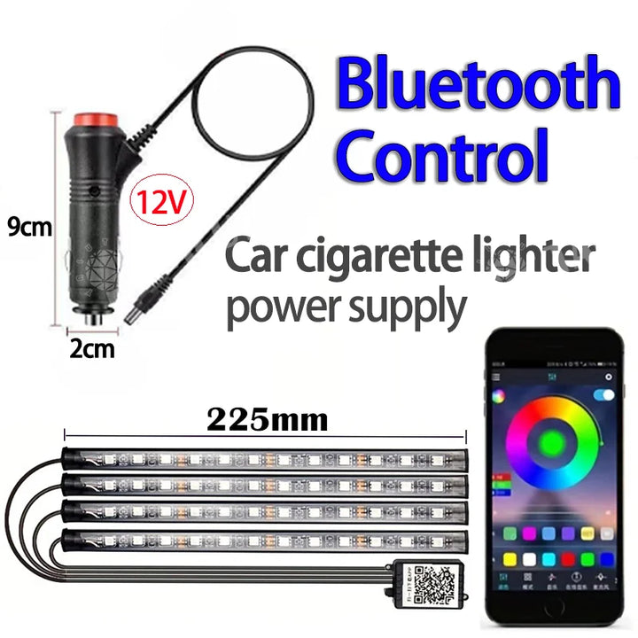 48-LED RGB Car Interior Strip – Bluetooth APP Music Sync Waterproof Multi-Color