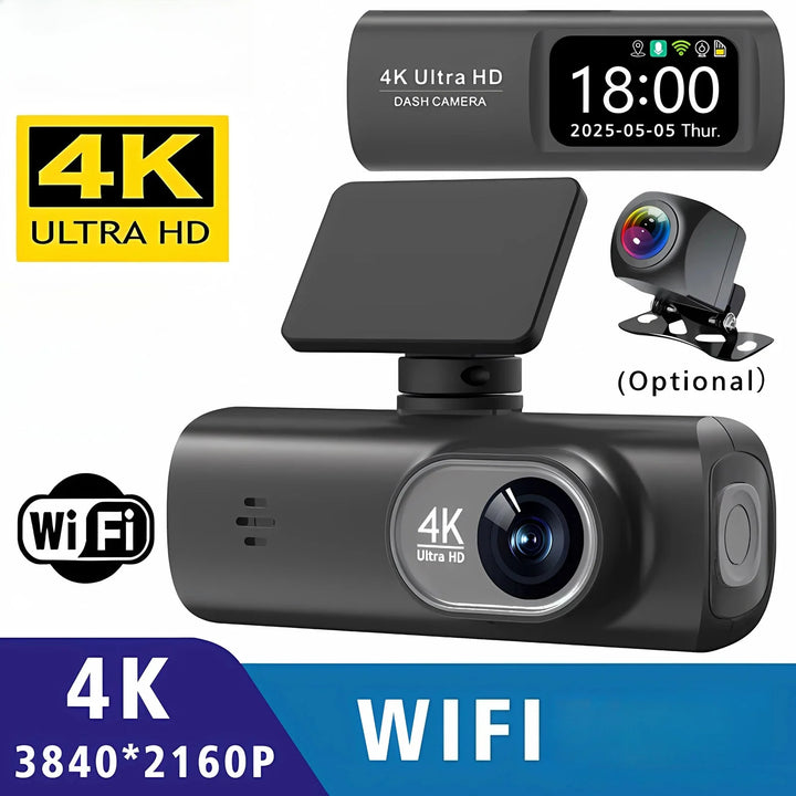 4K Dual Dash Cam WiFi – Front & Rear Night Vision 24H Parking Monitor DVR