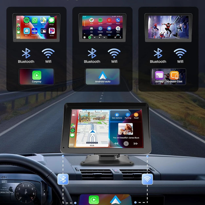 7/9-Inch Portable Wireless CarPlay Android Auto Screen – HD DVR
