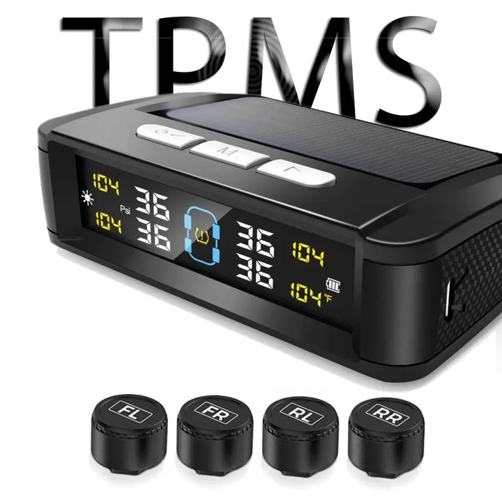 Universal Solar TPMS – 4 Sensors Tire Pressure & Temperature Alarm Display