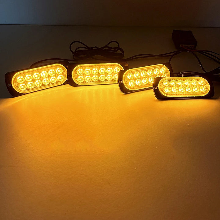 4-in-1 LED Grille Strobe Warning Light – Emergency Flash 12/24V Truck & SUV