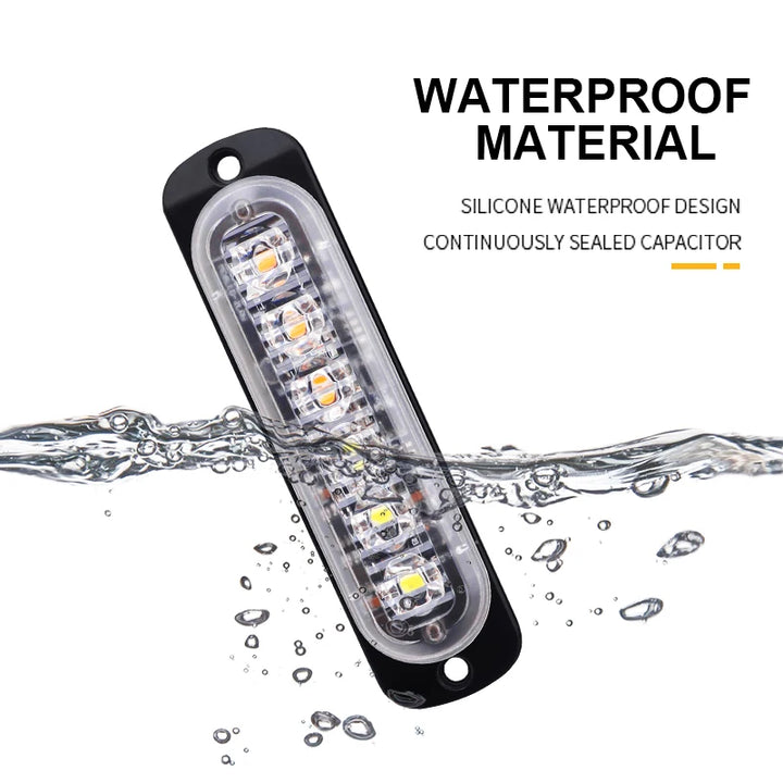 6-LED Grille Strobe Warning Light – Emergency Flash Car & Truck 12/24V