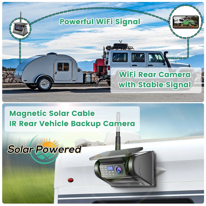 Solar Magnetic Backup Camera 5G WiFi – 1080P IR Night Vision Trucks & RVs