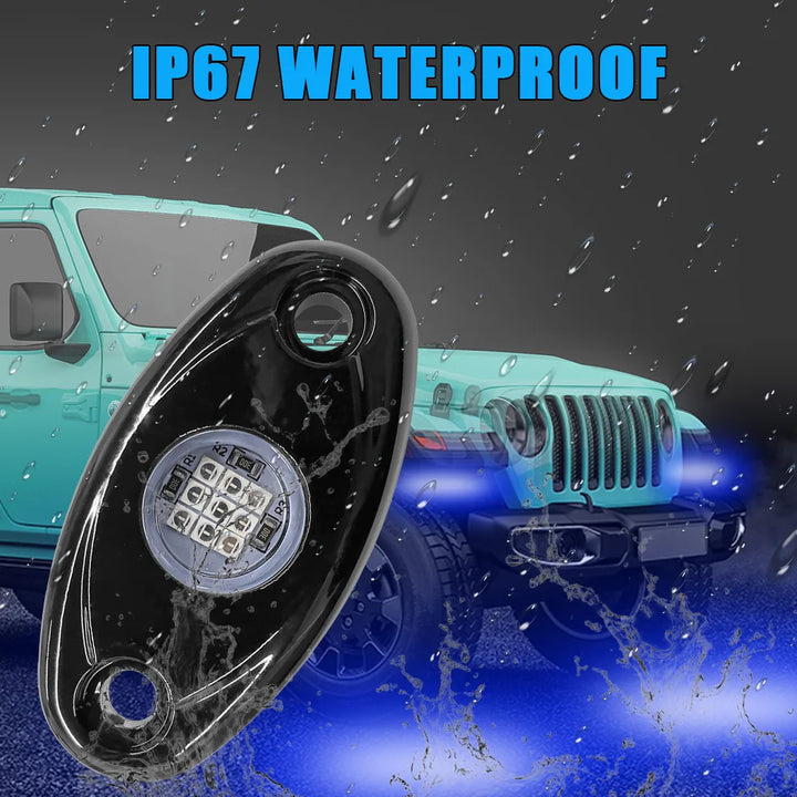Waterproof LED Rock Lights – Underbody Glow Jeep ATV Truck SUV Off-Road Pair